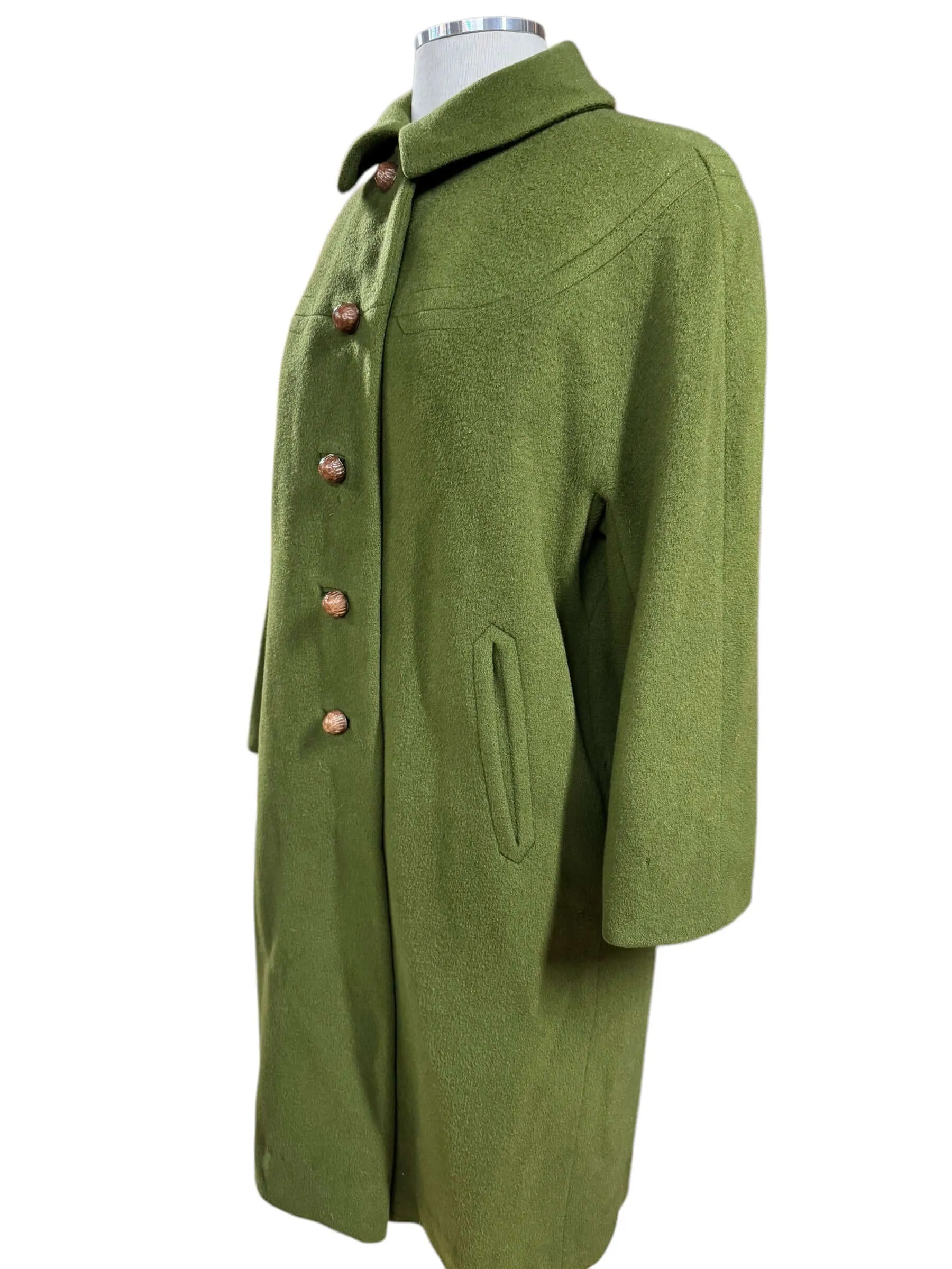 1960s Green Woodcrest Wool Blend Coat M