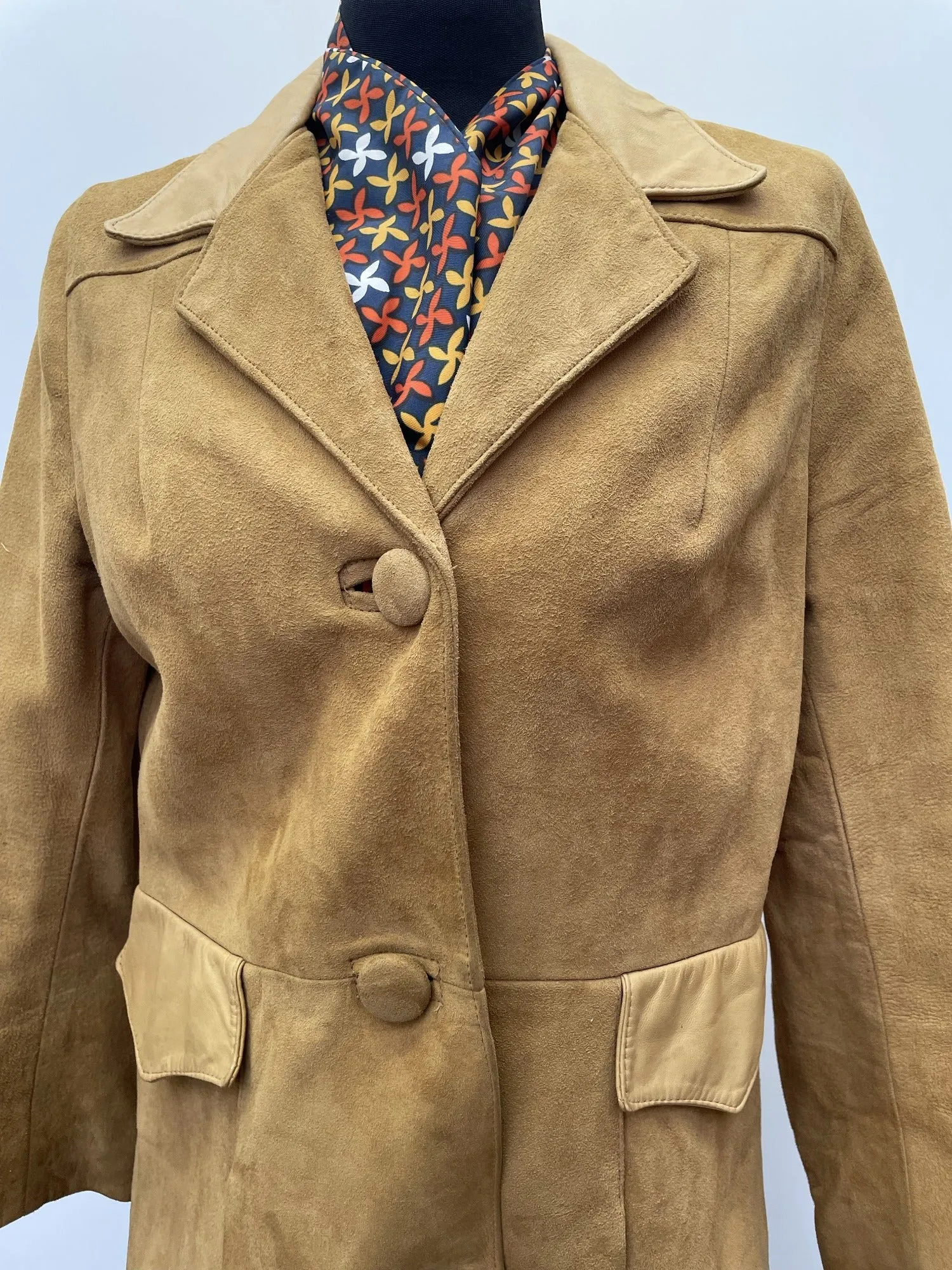 1960s Suede 3-4 Length Coat - Size 10-12