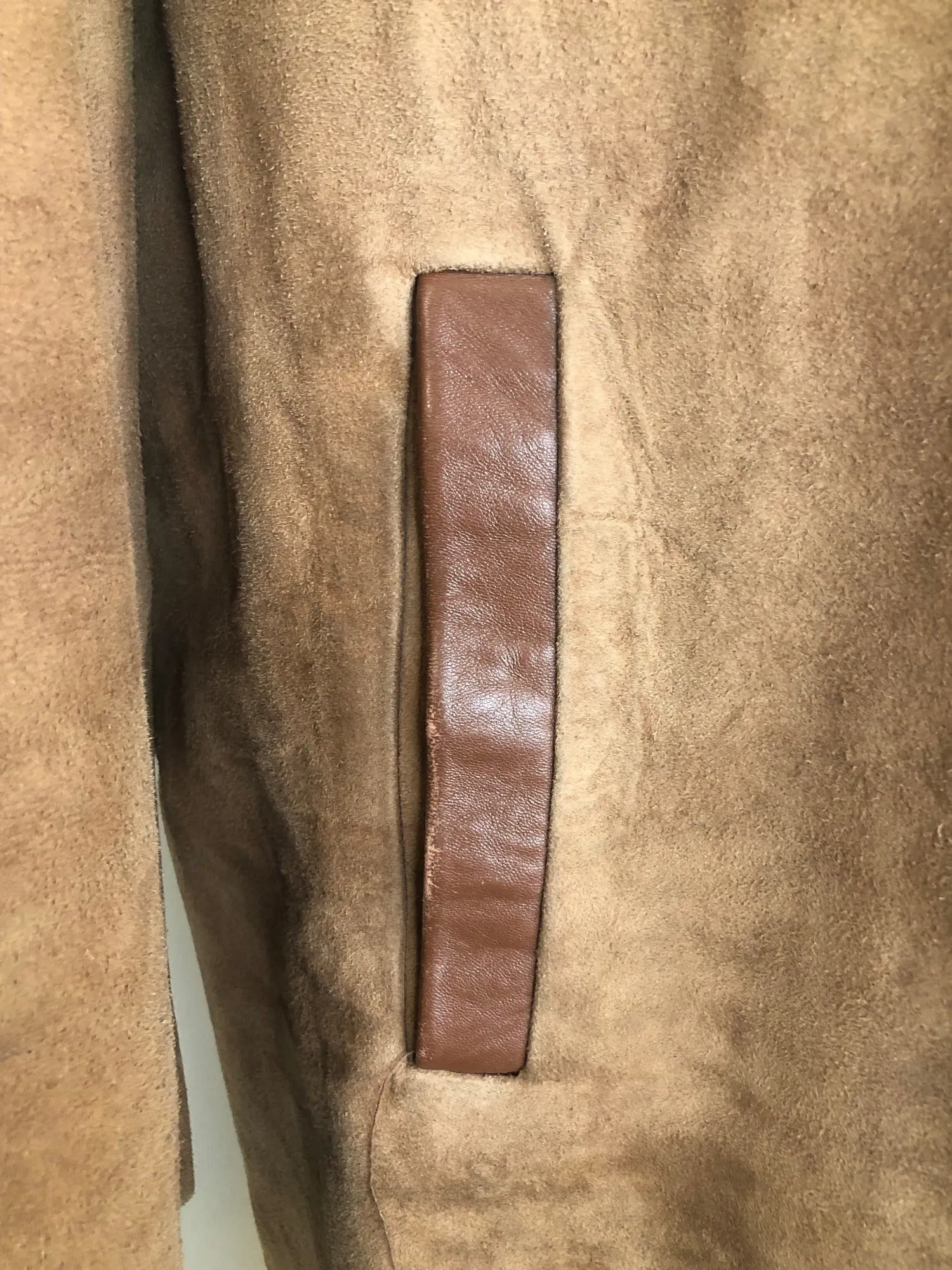1960s Suede Long Coat by Nonpareil - Size UK 16