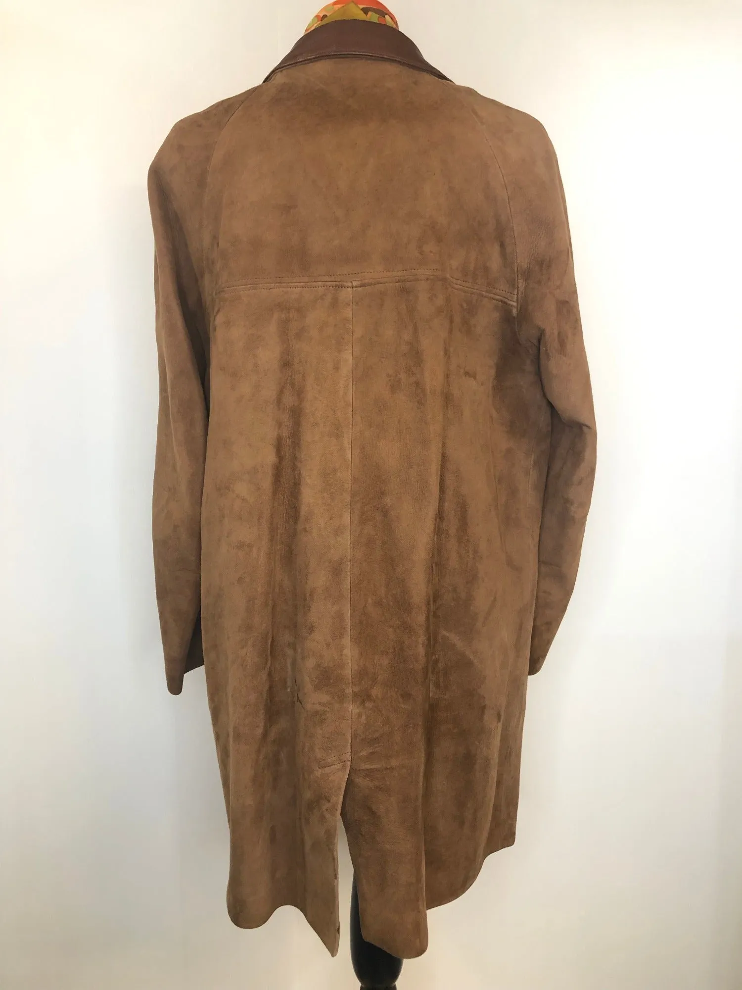 1960s Suede Long Coat by Nonpareil - Size UK 16