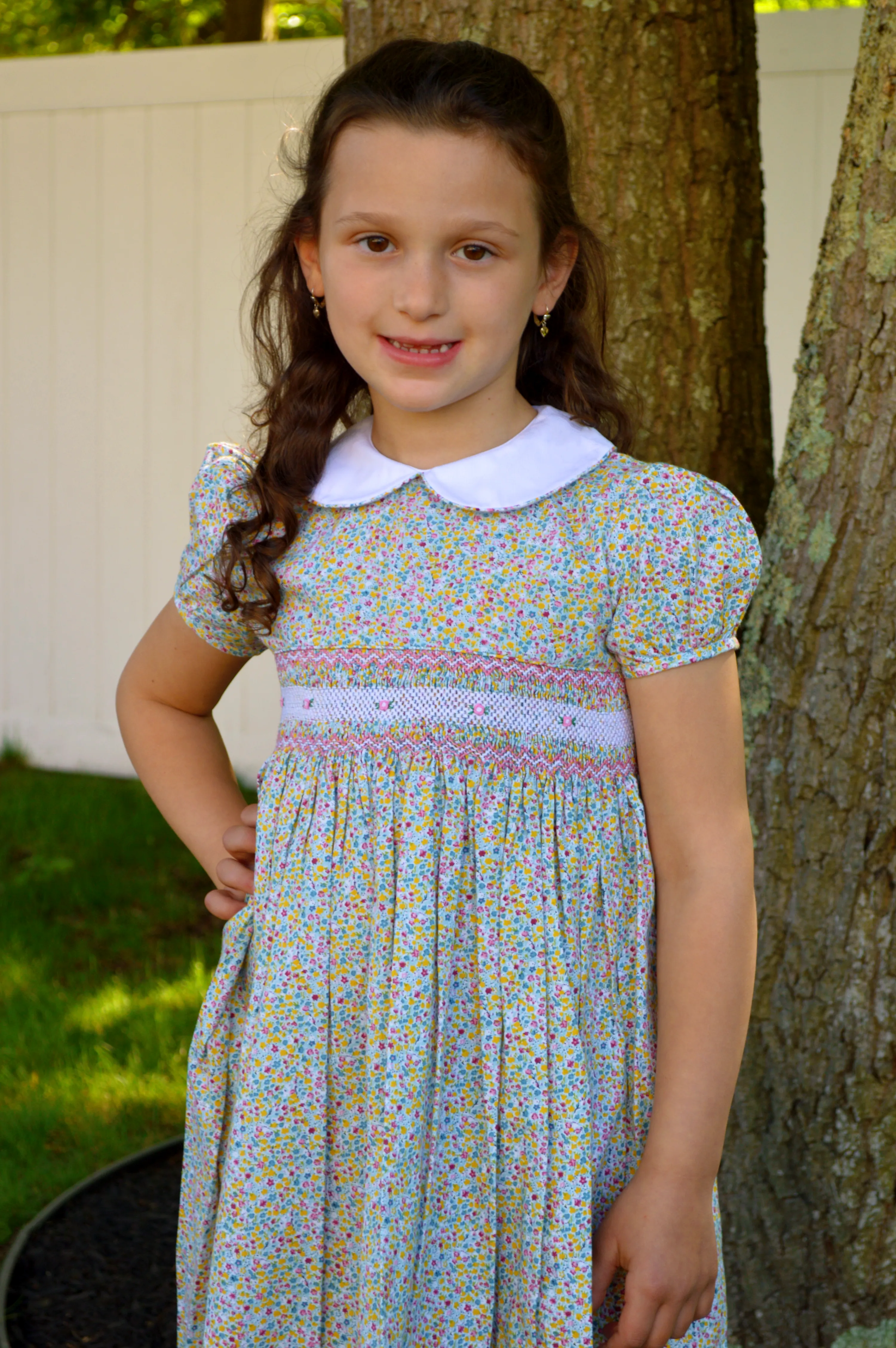 20010T-Full Floral Yoke Toddler Girl Dress