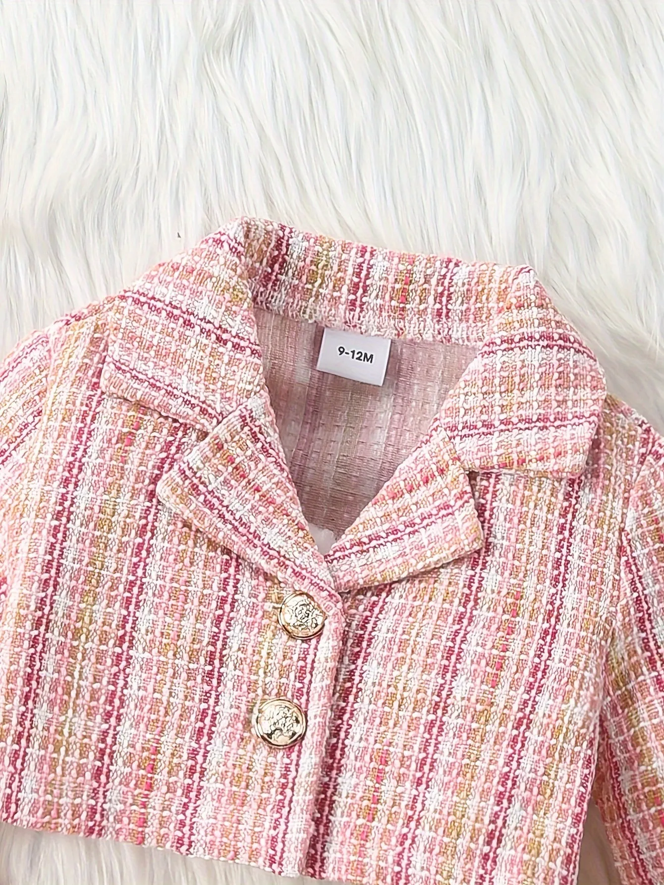 3-Piece Set, Girls Outfirt - Plaid Long Sleeve Blazer   Hat   Pleated Skirt