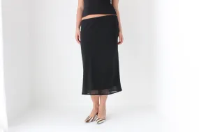 90s Minimal Layered Mesh Slip On Knee Length Skirt