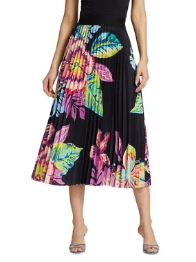 Acid Hawaii Pleated Skirt Black Acid Floral - Le Superbe