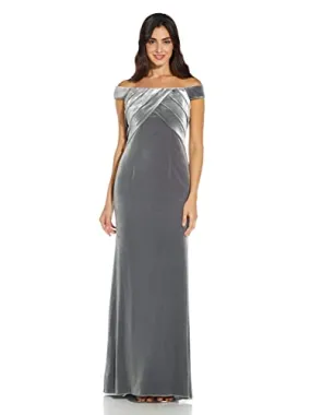 Adrianna Papell Women's Stretch Velvet Dress, Midnight, 20
