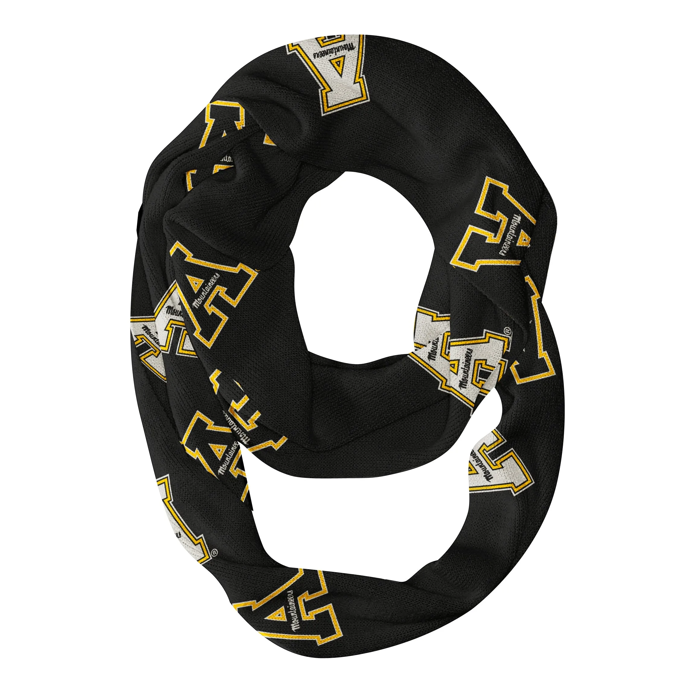 Appalachian State Mountaineers Infinity Scarf Black All Over Logo by Vive La Fete
