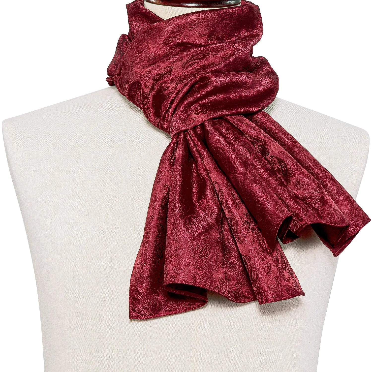 Barry Wang Silk scarf Luxury Burgundy Paisley Scarf