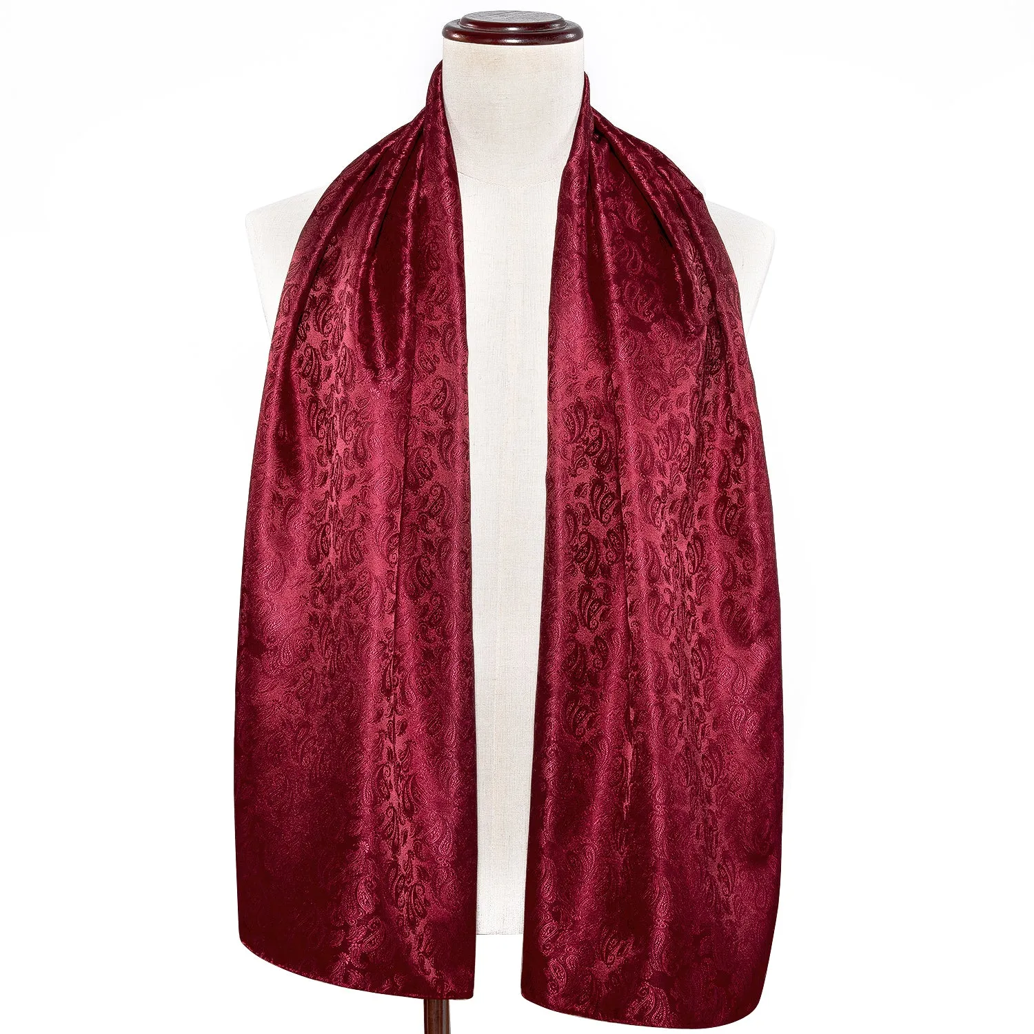 Barry Wang Silk scarf Luxury Burgundy Paisley Scarf