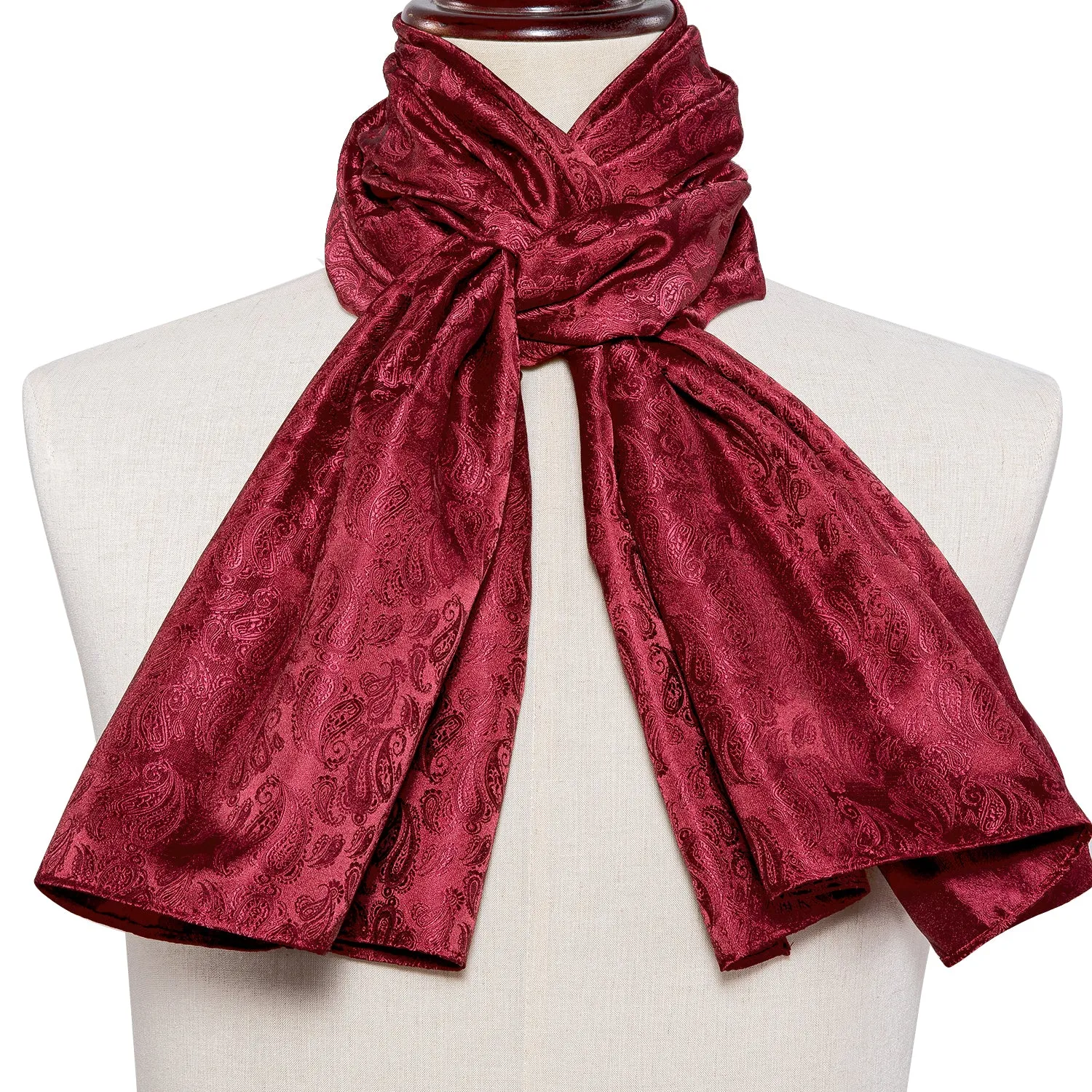 Barry Wang Silk scarf Luxury Burgundy Paisley Scarf