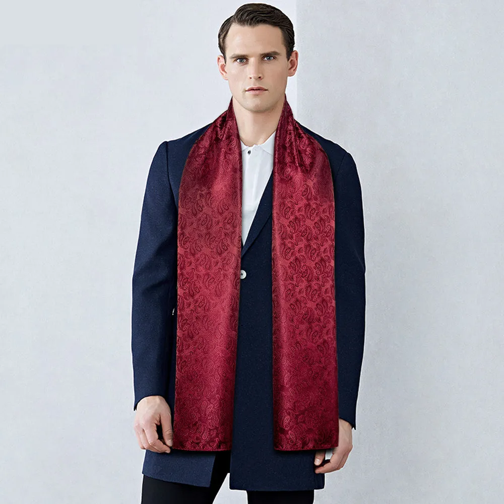 Barry Wang Silk scarf Luxury Burgundy Paisley Scarf
