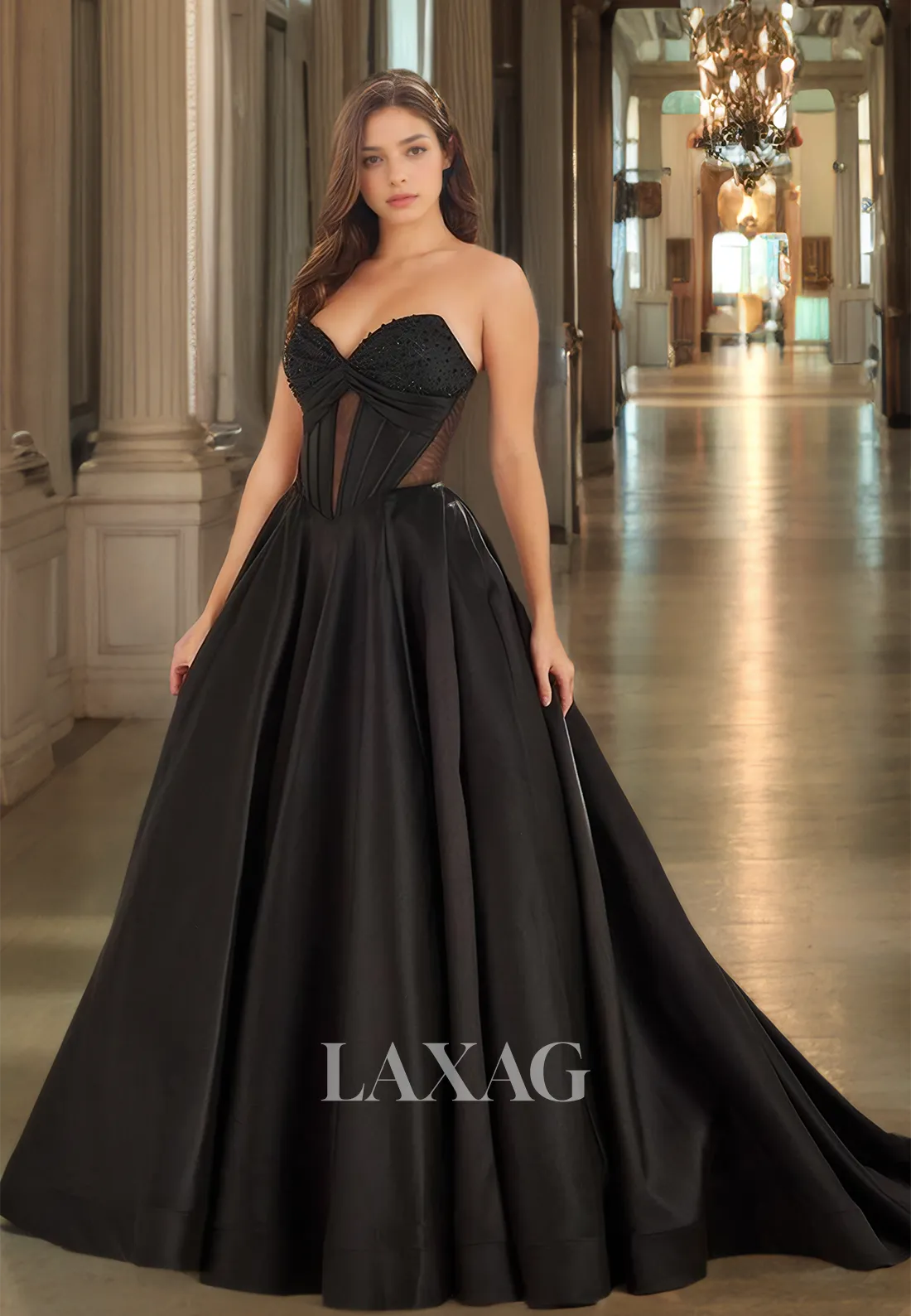 Beaded Sweetheart Off-Shoulder Cutout Formal Gowns Sleeveless Pleated Floor-Length A-Line Prom Dress
