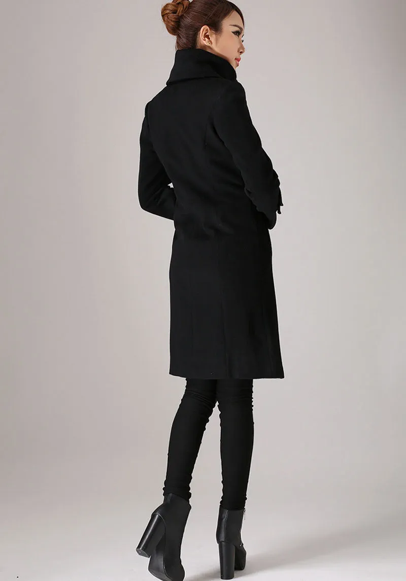 Black coat long sleeve Warm jacket winter jacket wool coat 751#