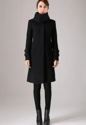 Black coat long sleeve Warm jacket winter jacket wool coat 751#