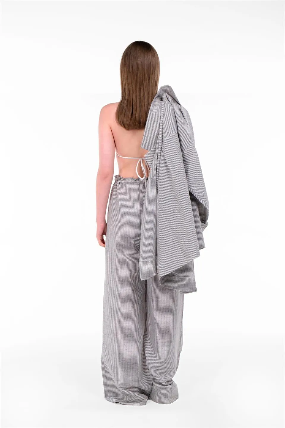 Blue Striped Kimono Model Suit