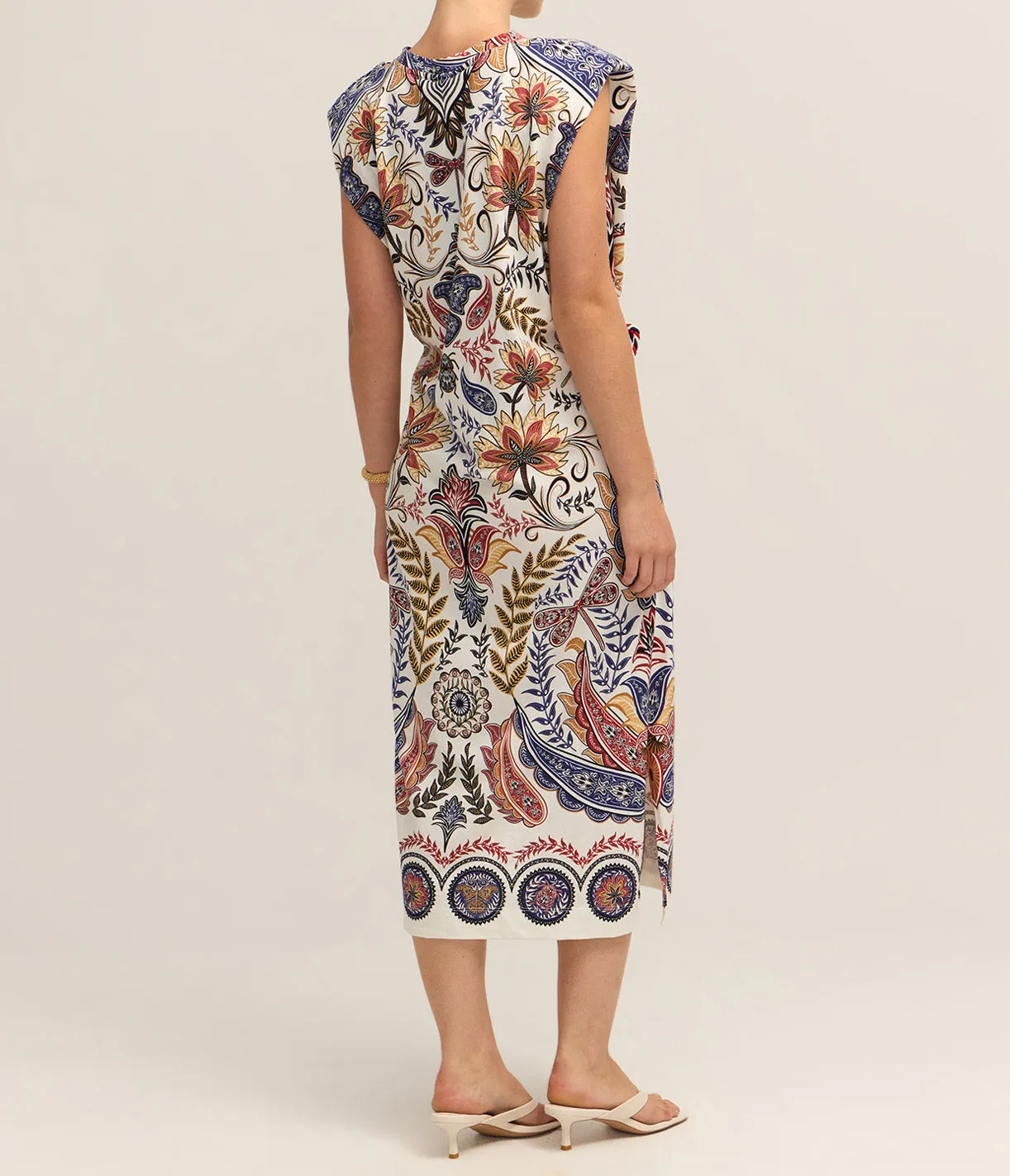 Boho Glam Midi Dress in Off White