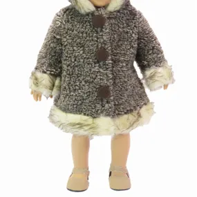 Brown Coat with Faux Fur Trim for 18-inch dolls