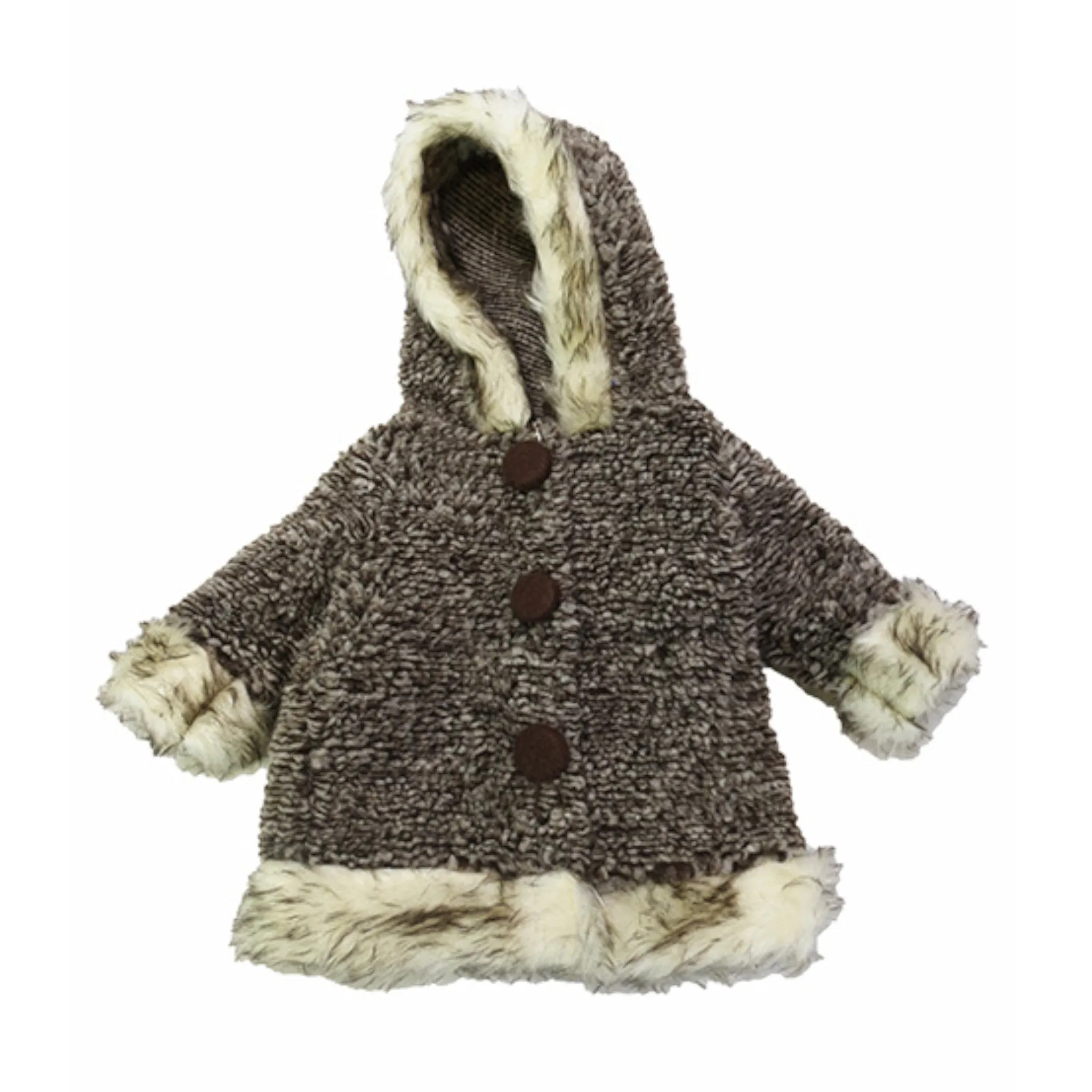 Brown Coat with Faux Fur Trim for 18-inch dolls