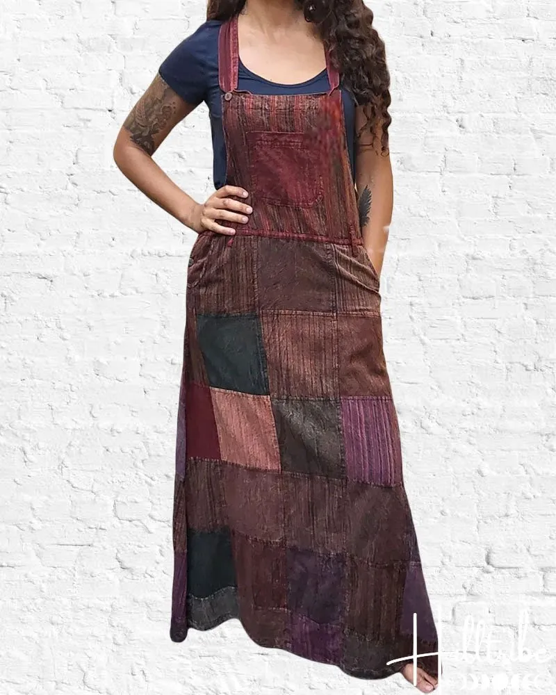 Burgundy Rastra Overall Dress