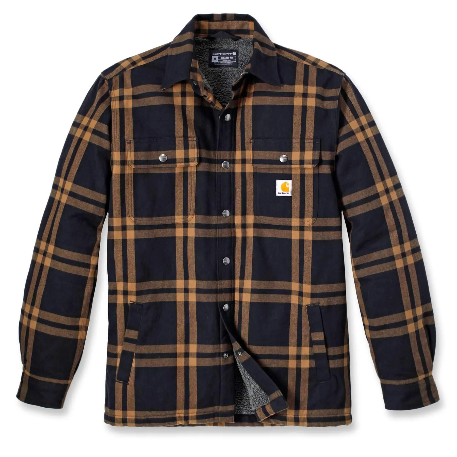 Carhartt Roane Relaxed Fit Flannel Sherpa-Lined Hooded Shirt Jacket 106354