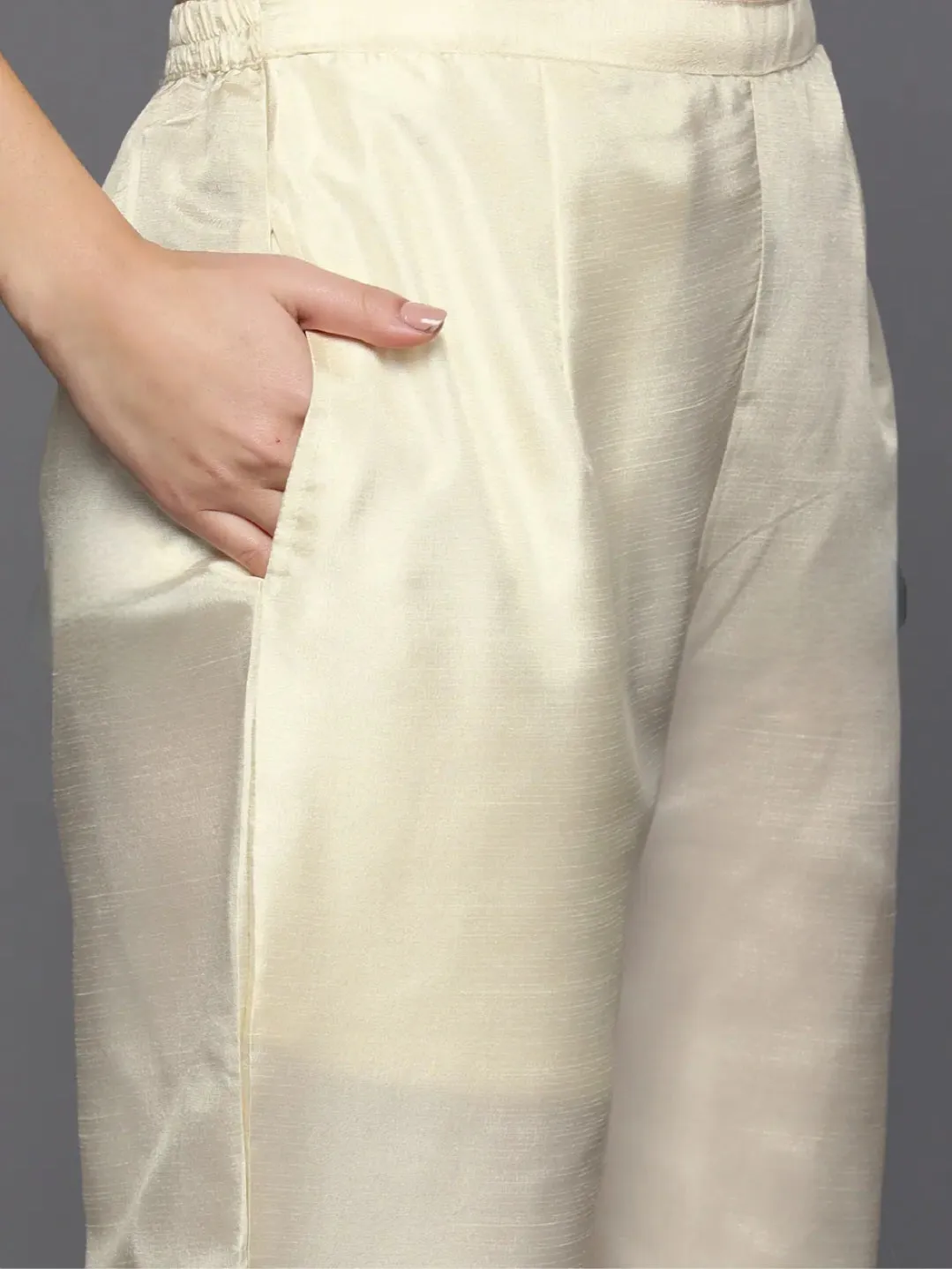 Cream Floral Yoke Design Kurta Set