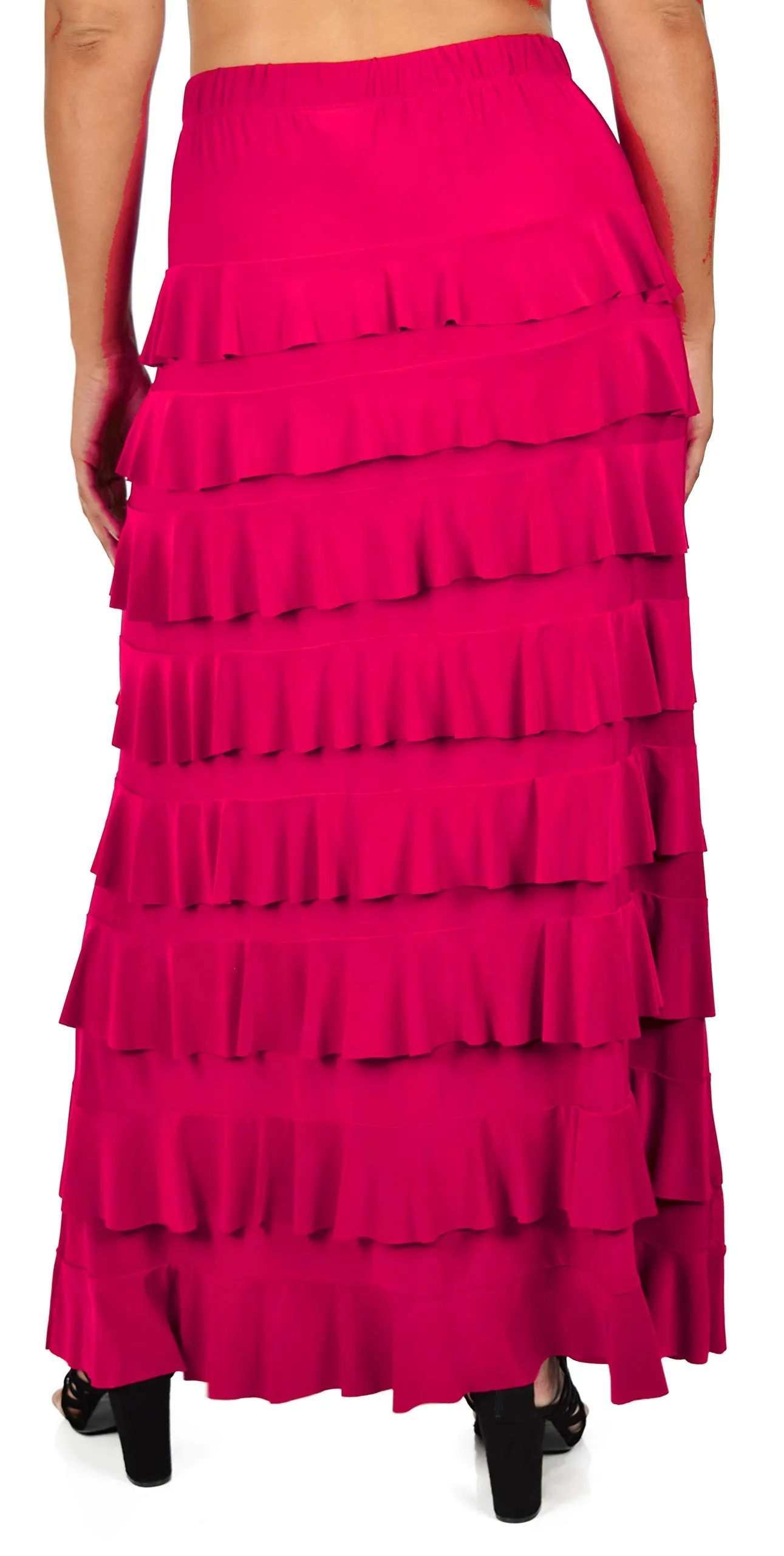 Dare2bStylish Women Waterfall 8 Tiered Boho Layered Maxi Skirt | Reg & Plus Sizes