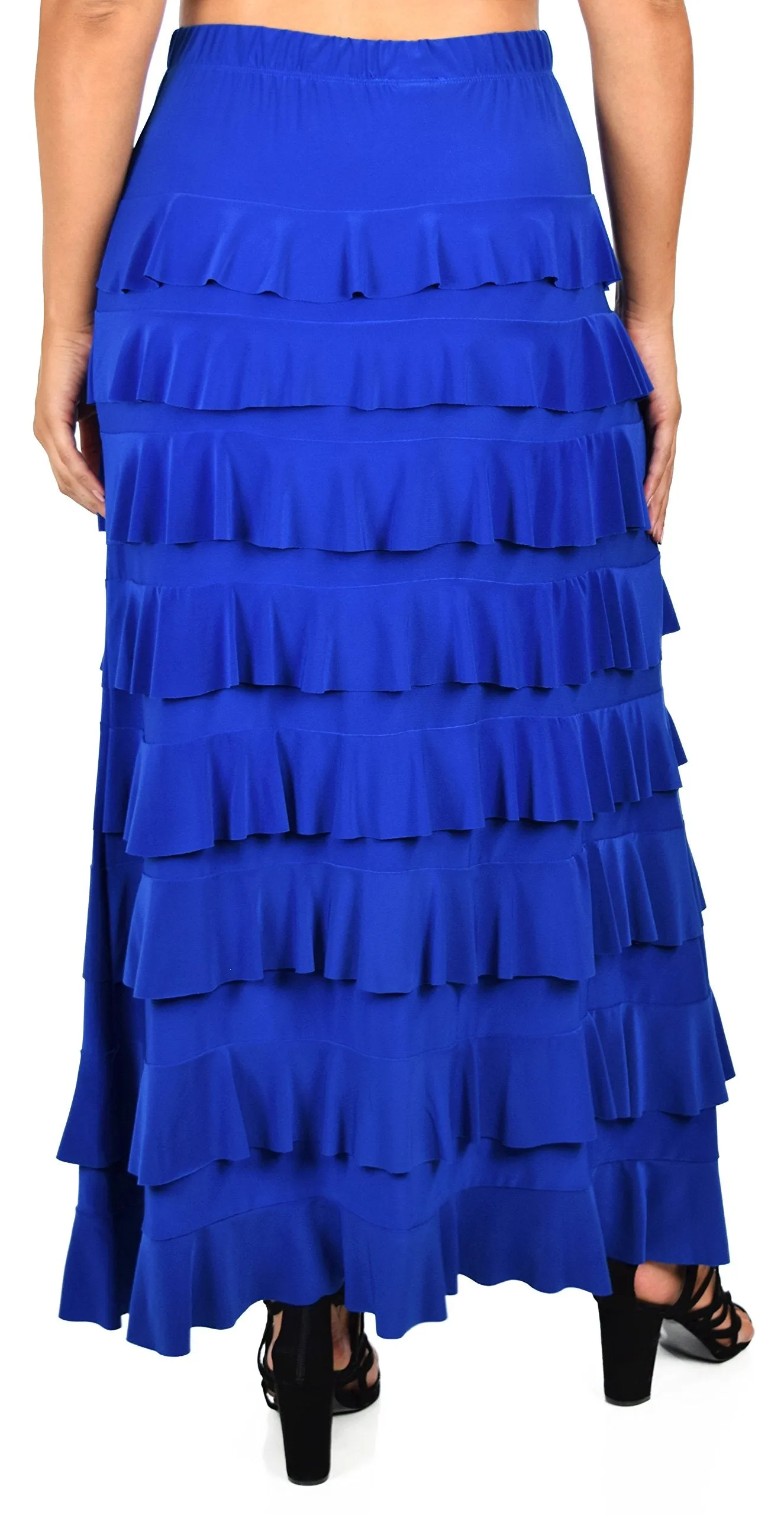 Dare2bStylish Women Waterfall 8 Tiered Boho Layered Maxi Skirt | Reg & Plus Sizes