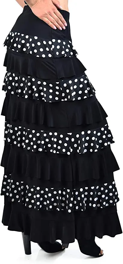 Dare2bStylish Women Waterfall 8 Tiered Boho Layered Maxi Skirt | Reg & Plus Sizes