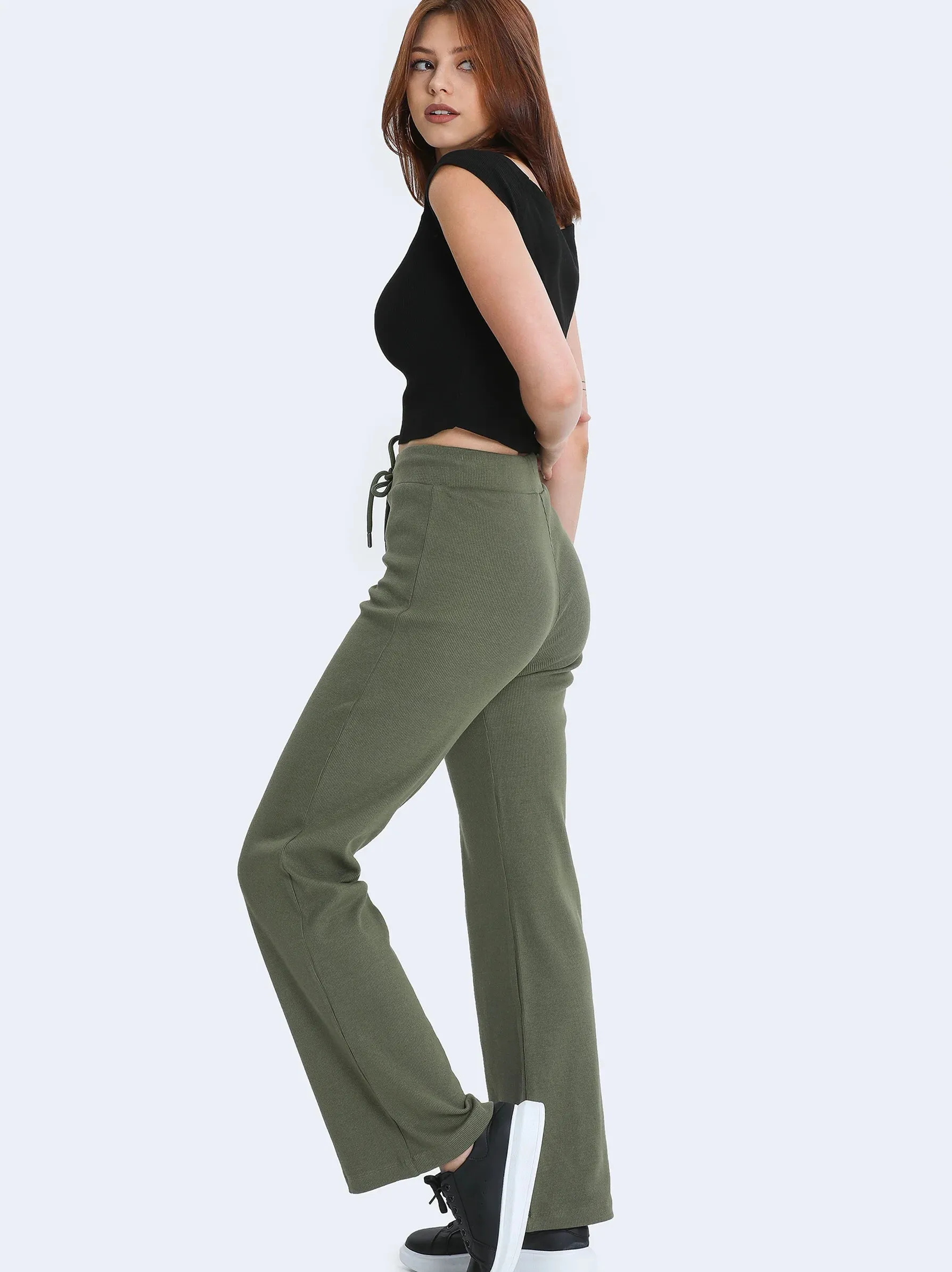 Dark Khaki Rib Joggers