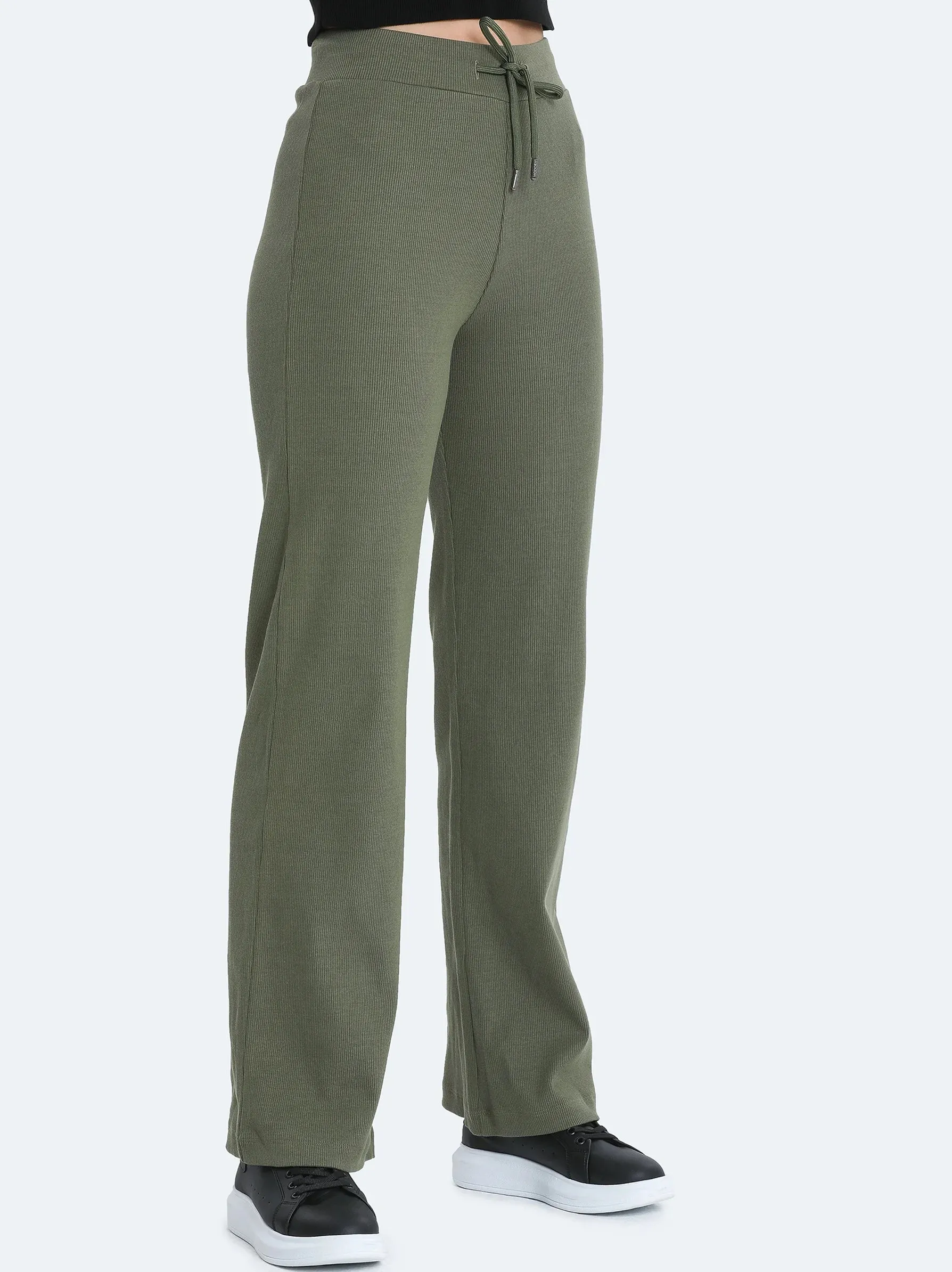 Dark Khaki Rib Joggers