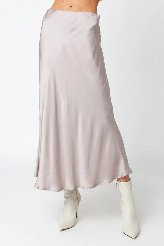 Darlene Satin Midi Skirt