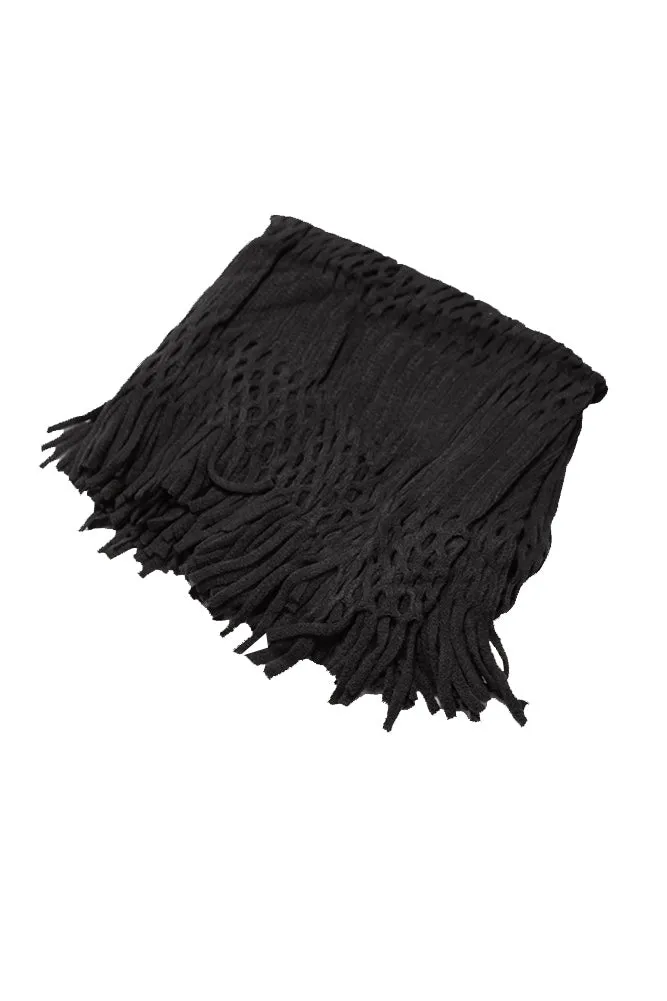 DBFL1 Women's Fringe Knitted Cutout Infinity Loop Scarf 7 Colors