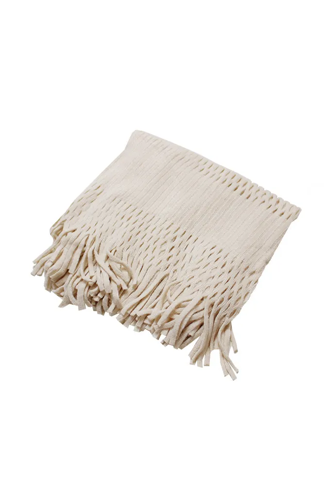 DBFL1 Women's Fringe Knitted Cutout Infinity Loop Scarf 7 Colors