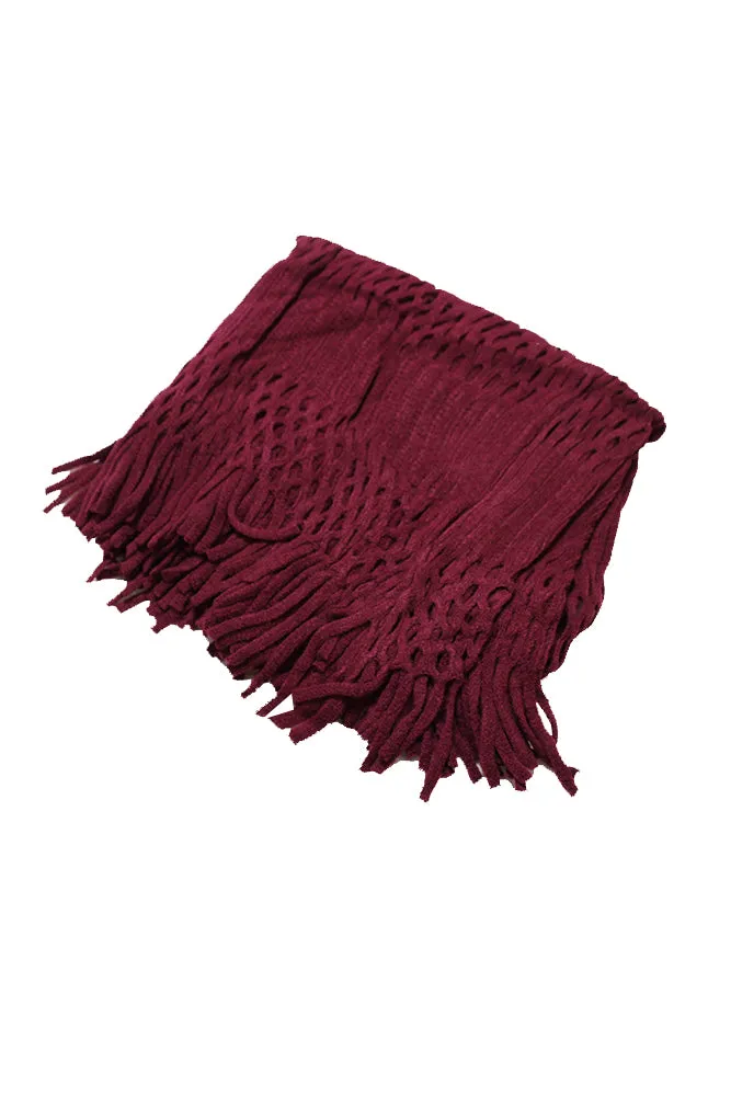 DBFL1 Women's Fringe Knitted Cutout Infinity Loop Scarf 7 Colors