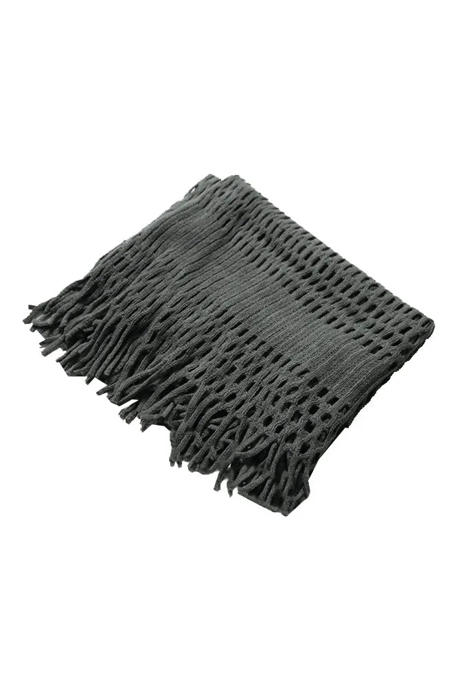 DBFL1 Women's Fringe Knitted Cutout Infinity Loop Scarf 7 Colors