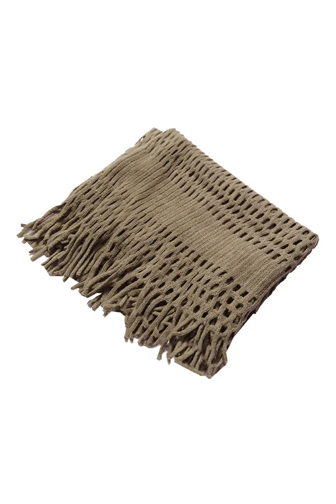 DBFL1 Women's Fringe Knitted Cutout Infinity Loop Scarf 7 Colors