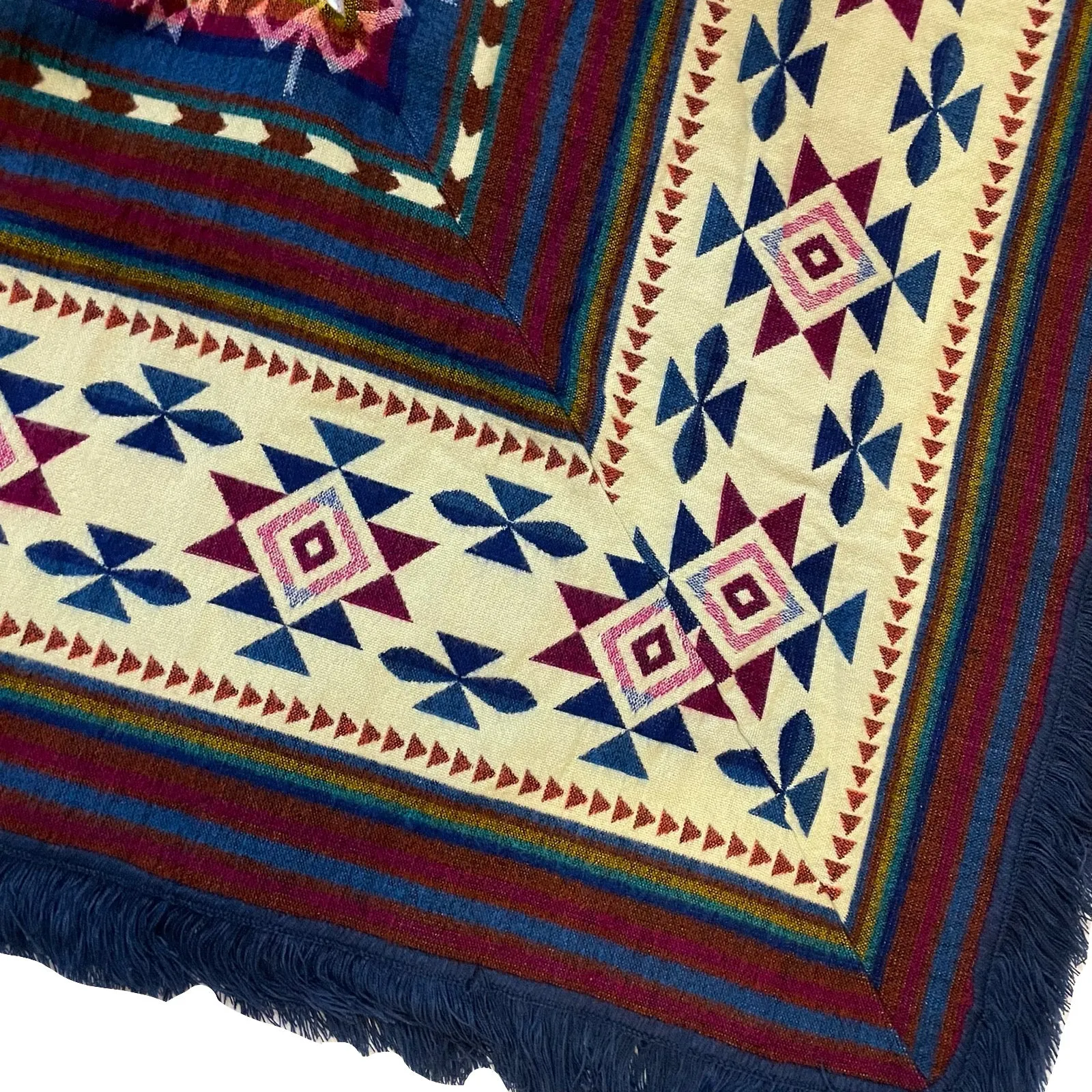 Deep Rainbow OOAK Fringe Button Front Poncho