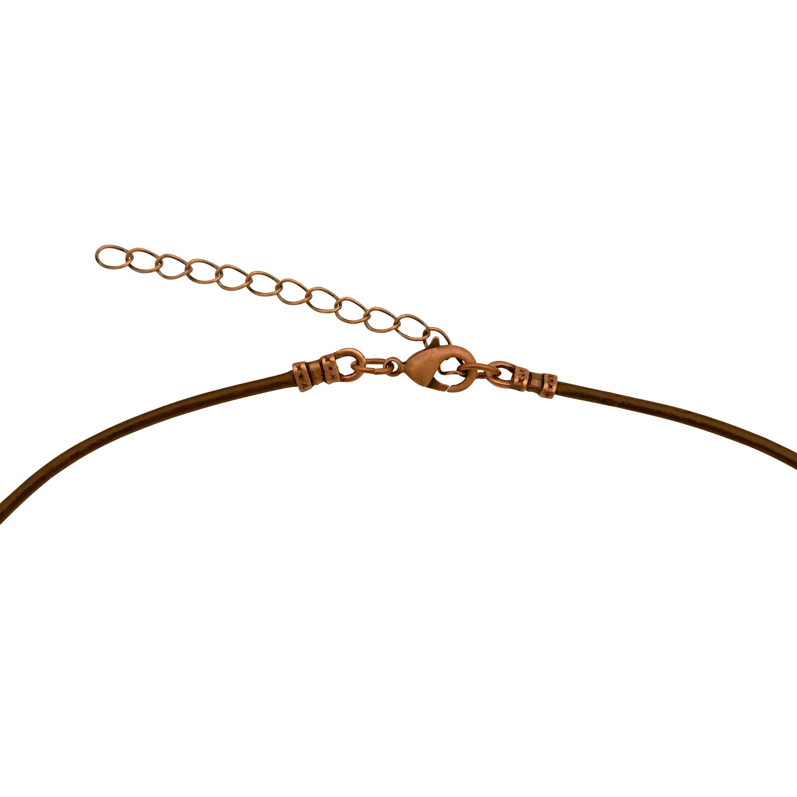 DragonWeave Celtic Heart Open Knot Charm Necklace and Earring Set, Antique Copper Brown Leather Choker and Leverback Earrings