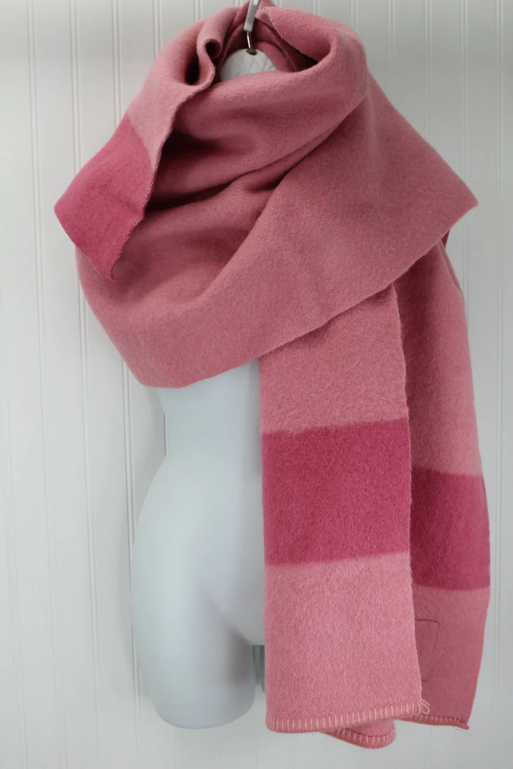 Early's Trapper Wool Shawl - Made From 4 Point Blanket - Vintage England 24" X 79"