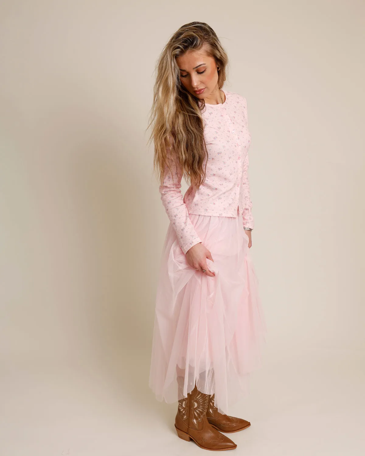 EDIN MIDI SKIRT X PINK