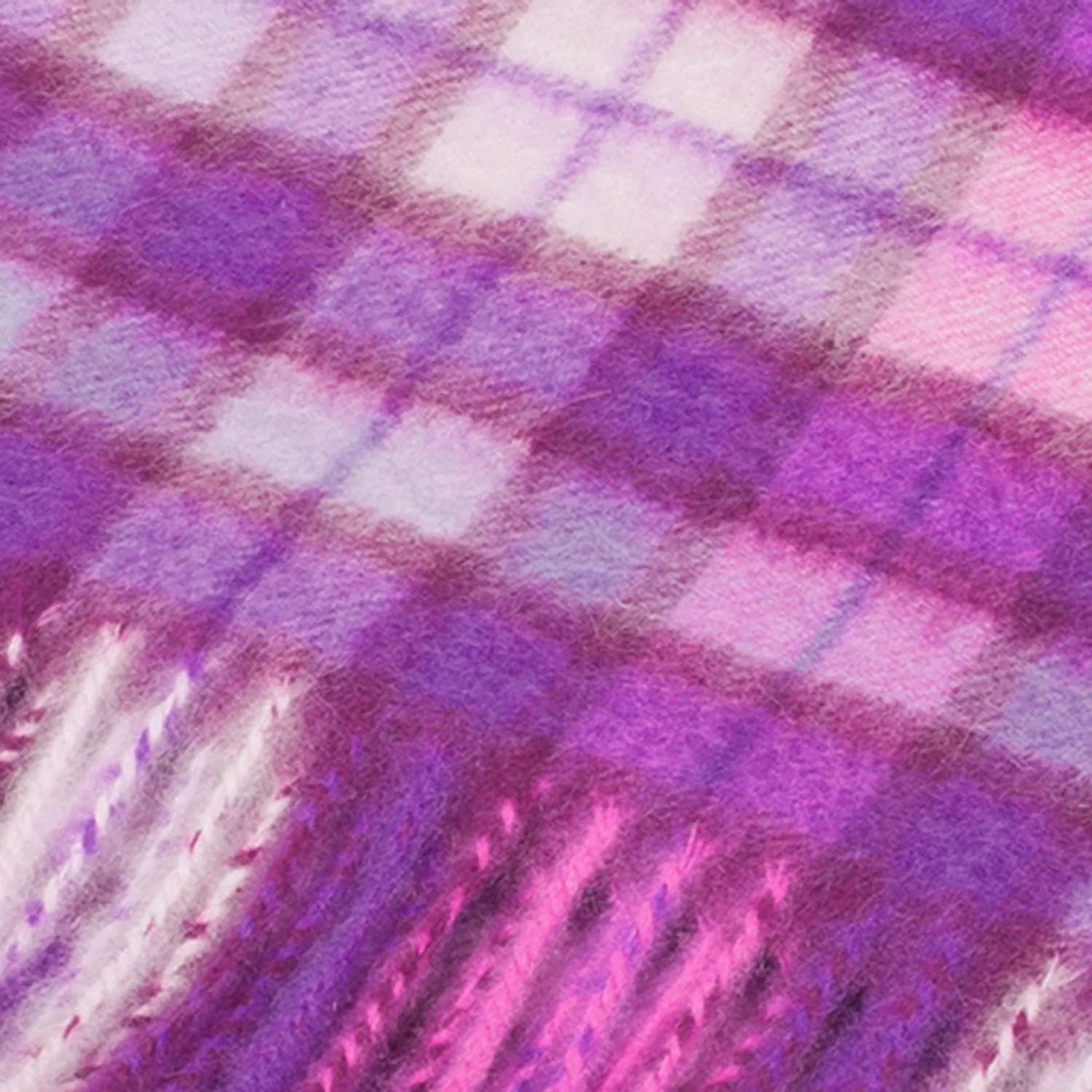 Edinburgh Cashmere Scarf  Winter Check - Purple/Pink