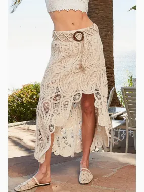 Elastic Band Crochet Hi-Low Solid Skirt