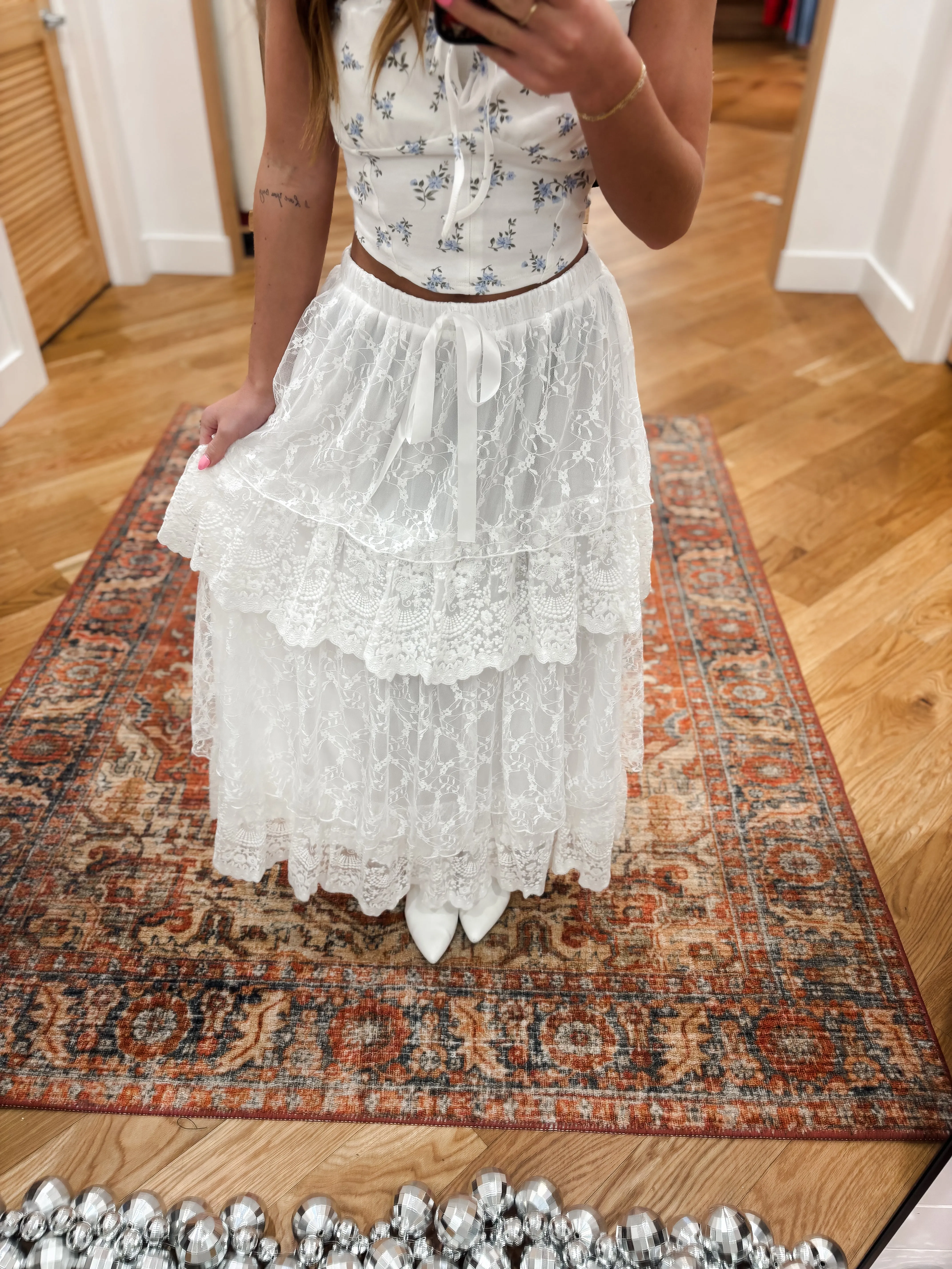 Everly Lace Cream Maxi Skirt