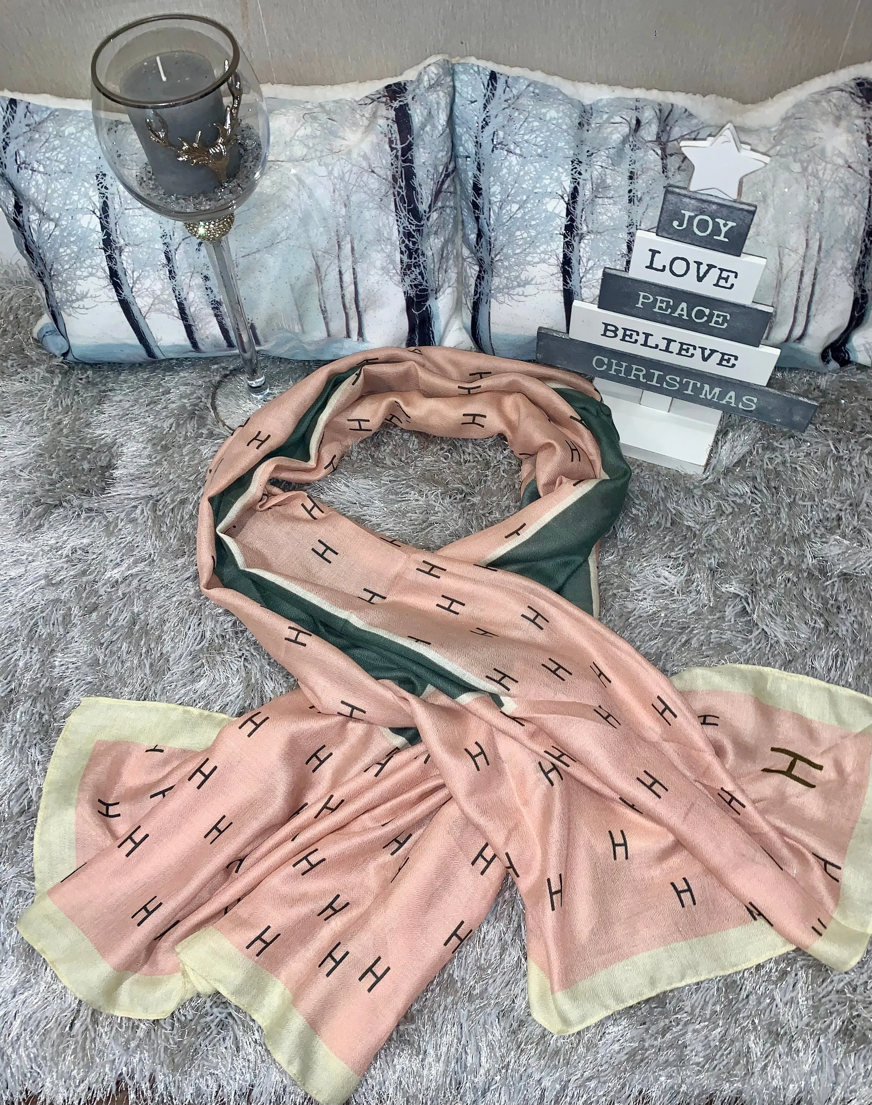 F print lightweight pastel scarf - 4 colour ways