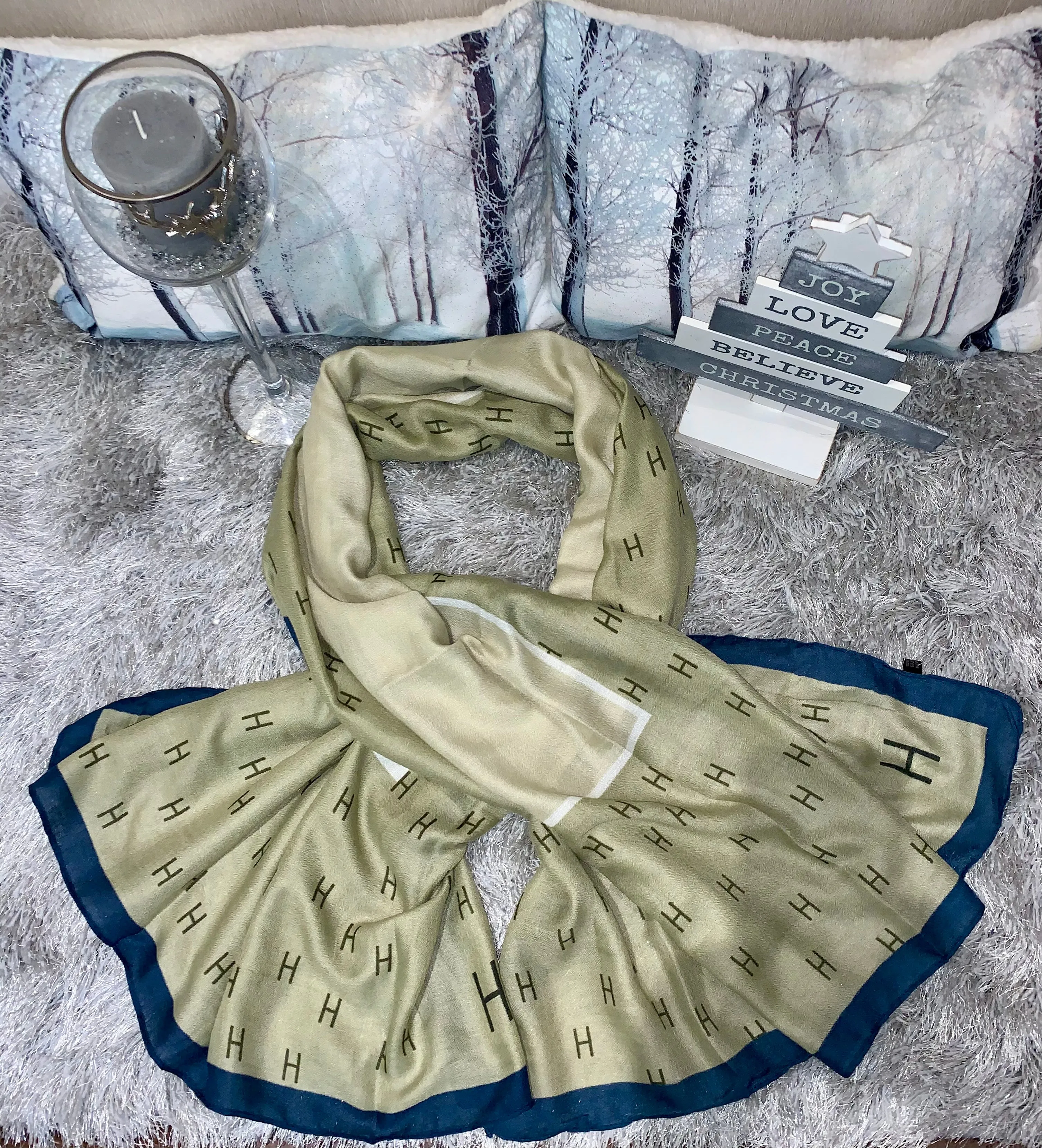 F print lightweight pastel scarf - 4 colour ways