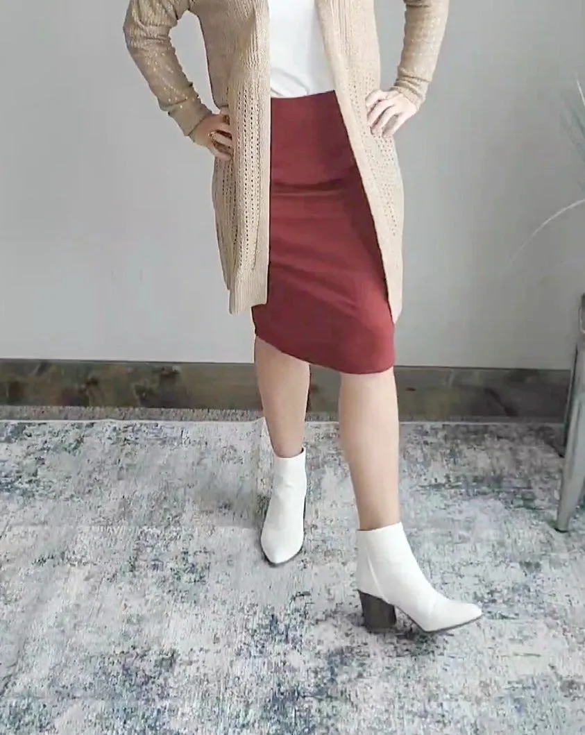 Fired Brick Butter Soft Midi Skirt • 0/2 - 14/16