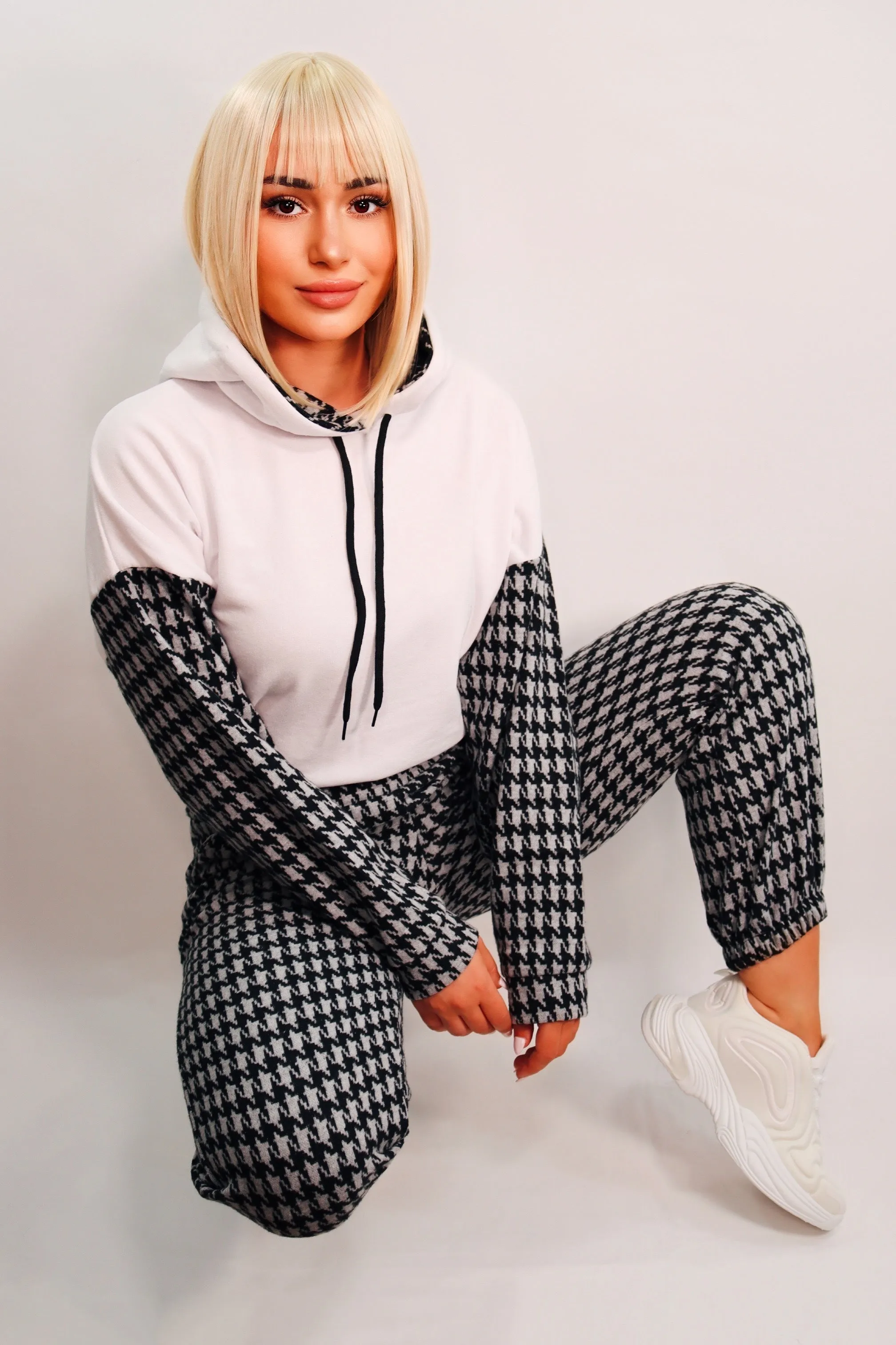 Geo Drawstring Hoodie And Joggers Set