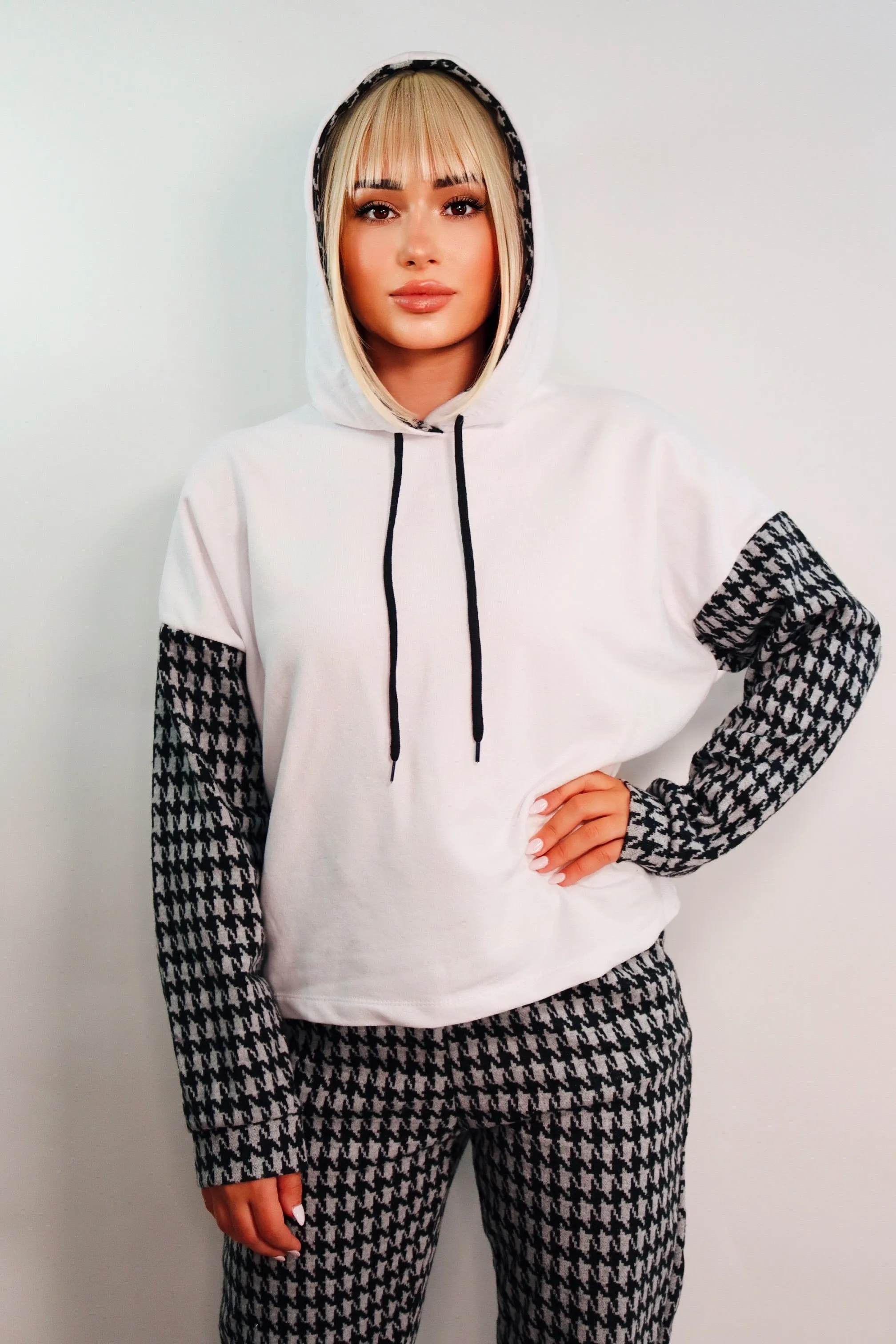 Geo Drawstring Hoodie And Joggers Set