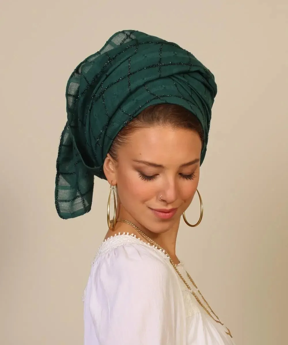 Glittering Square-Patterned Scarf