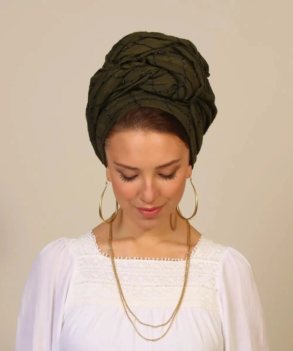 Glittering Square-Patterned Scarf