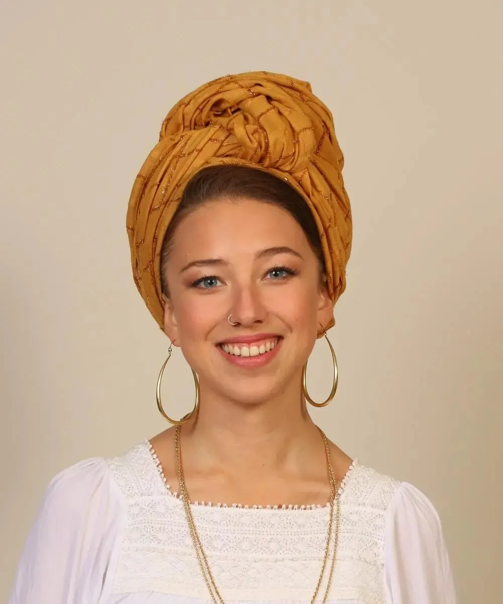 Glittering Square-Patterned Scarf